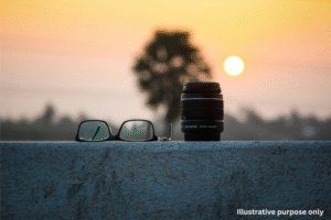 Camera lens with eye glass